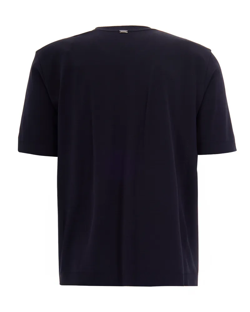 Herno Piqué Knit Effect T-Shirt — Blue Blue