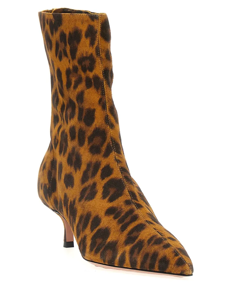 Aquazzura Leopard Suede Ankle Boot — Camel Camel