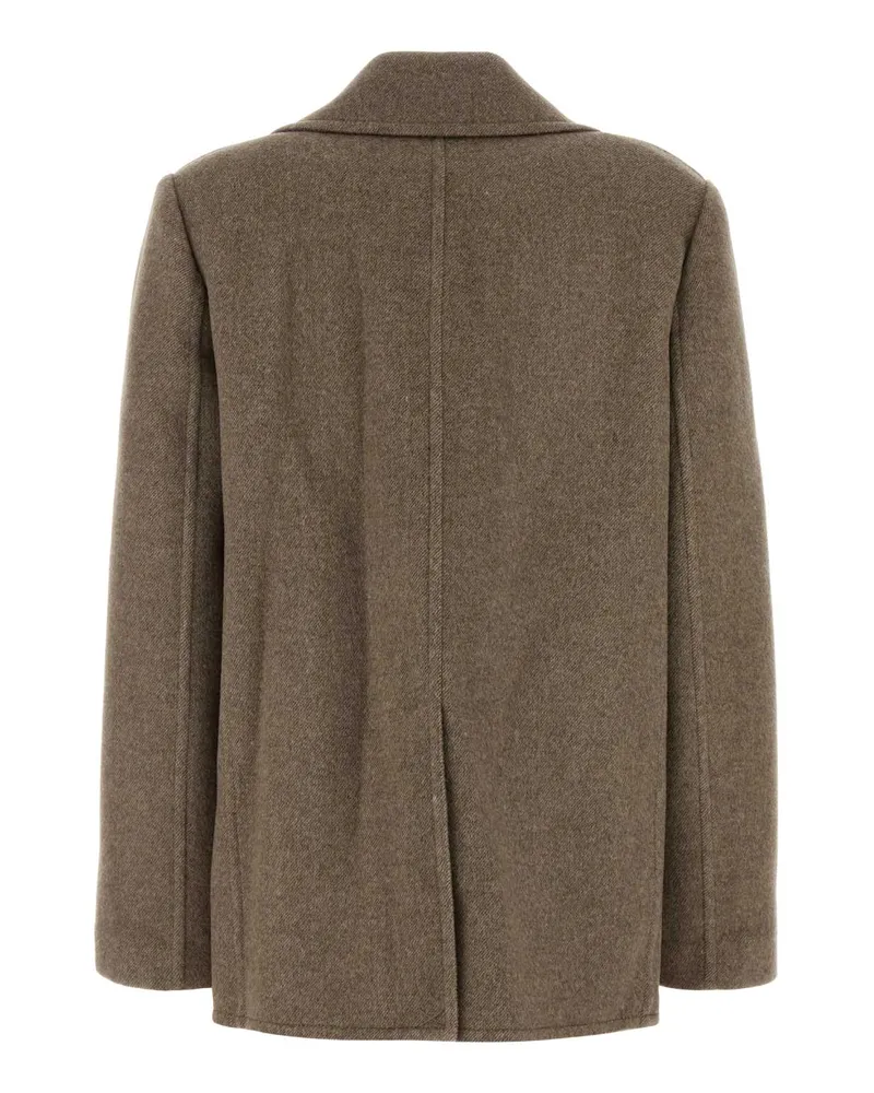 Tory Burch Women's Dove Grey Wool Blend Coat Beige Shell : Cappotti Beige