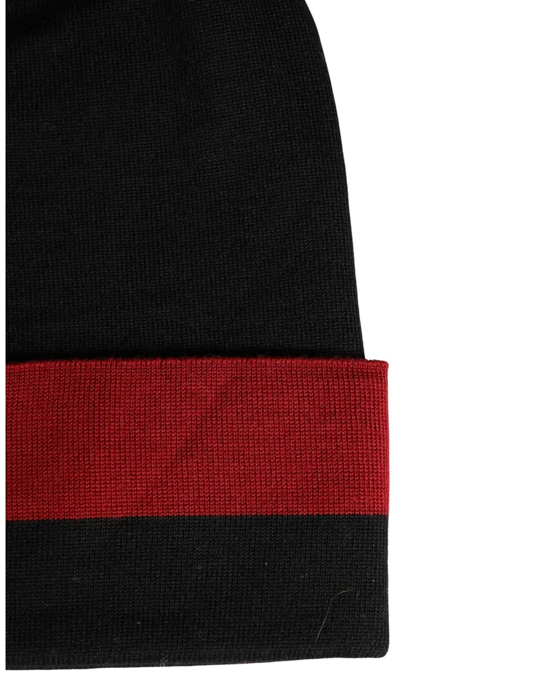 Dolce & Gabbana Men's Black Cuffed Im The Only Prince Royal Beanie Hat Virgin Wool Black