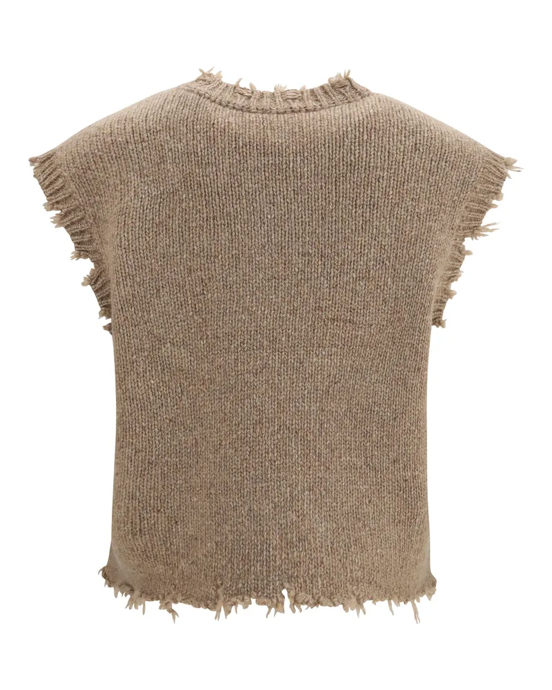 R13 Distressed Leopard Cashmere Tank Top — Brown Brown