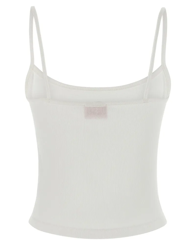 Diesel Logo-Embroidered Ribbed Tank Top — white White
