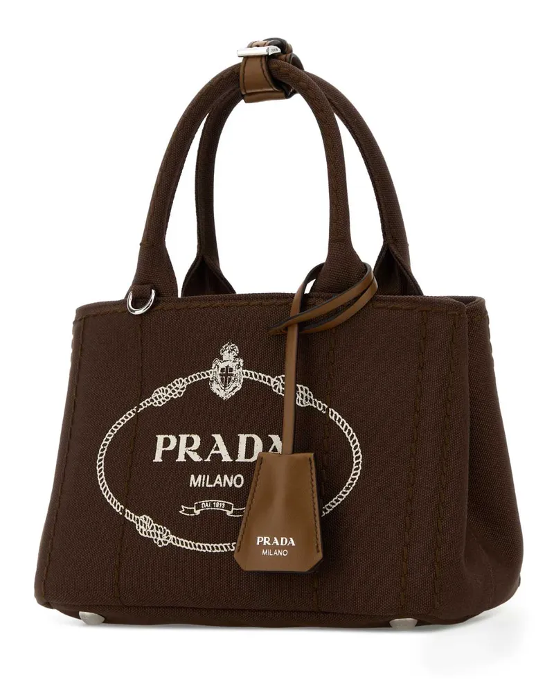 Prada Women's Brown Canvas Mini  Jardiniã¨re Handbag Cacao Borse A Mano Bag Brown