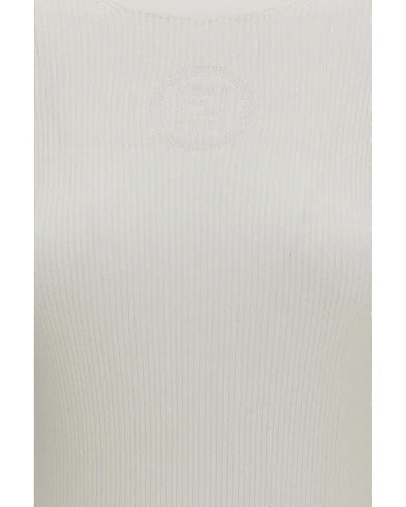 Fendi Women's Short-Sleeve Cotton Sweater Off White White