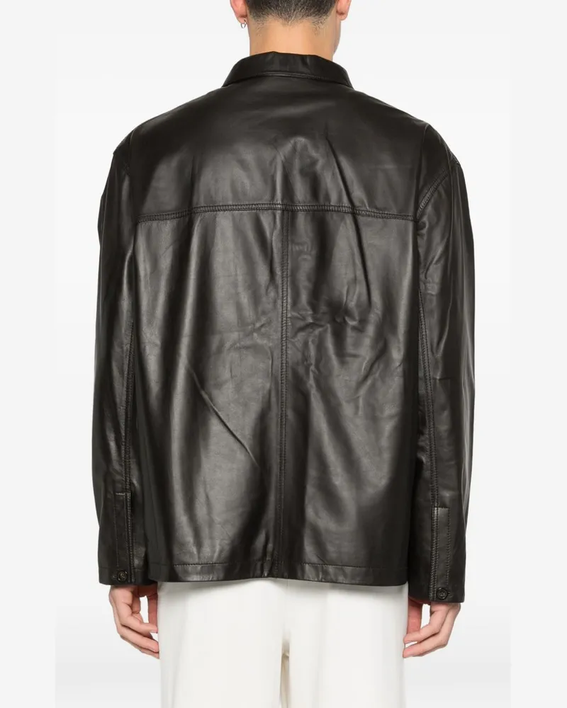Emporio Armani Leather Jacket — Black Black