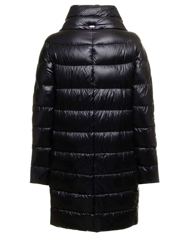 Herno Women's Long Down Jacket Black Tech Fabric Polyamide Puffer Black