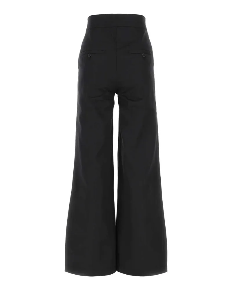Palm Angels Women Black Polyester Blend Pant Blackwhite Exterior: Cotton Pantaloni Black