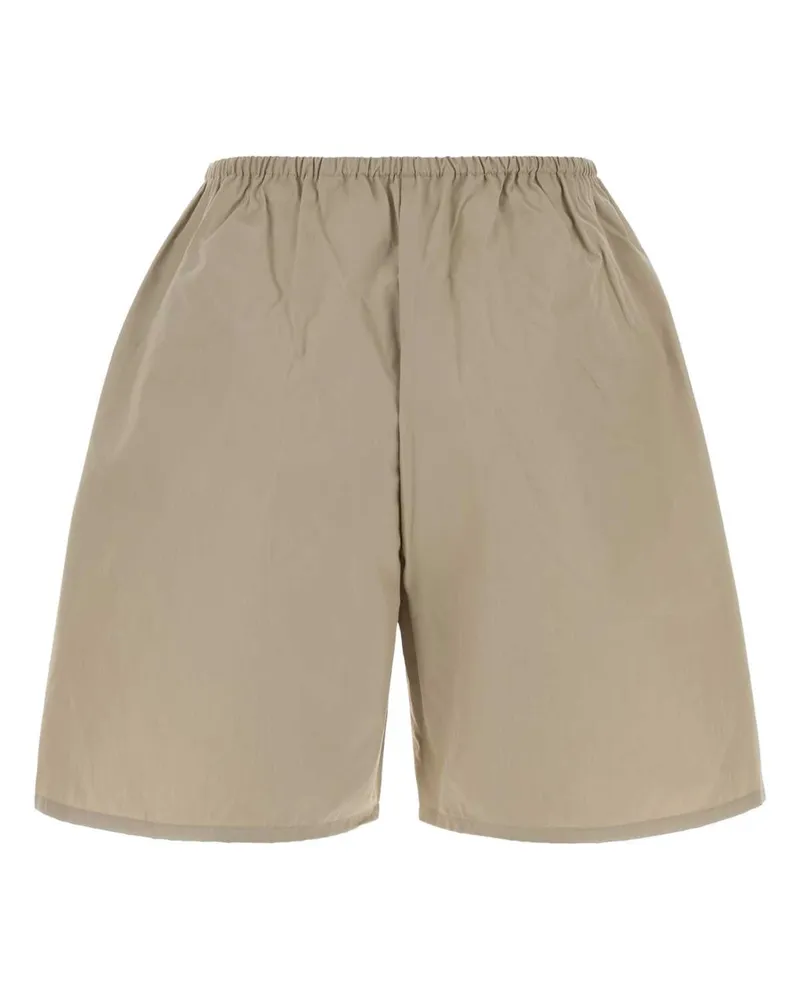 Miu Miu Women's Sand Poplin Bermuda Shorts Calce Exterior : Cotton Polyester Pantaloni Trousers Beige