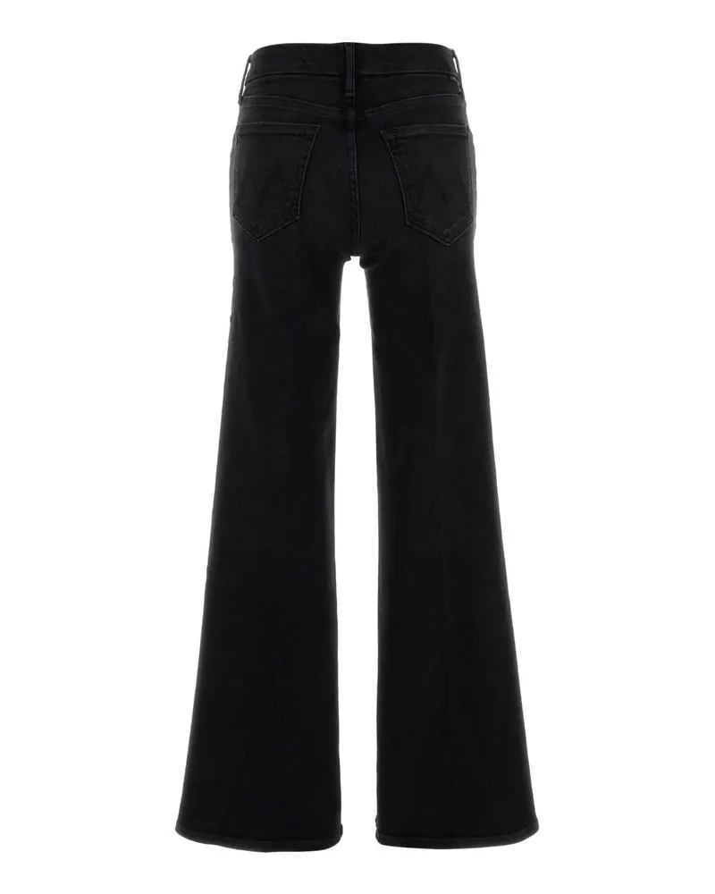 Mother Women's Black Stretch Denim The Roller Sneak Jeans Nero Black