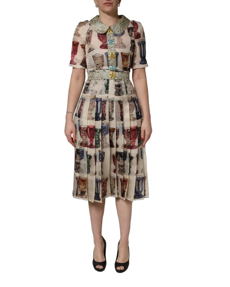 Dolce & Gabbana Vintage Glassware Print Dress — Multicolor Multicolor