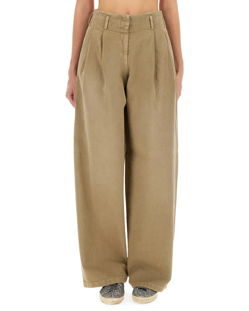Golden Goose Cotton Blend Trousers — Brown 