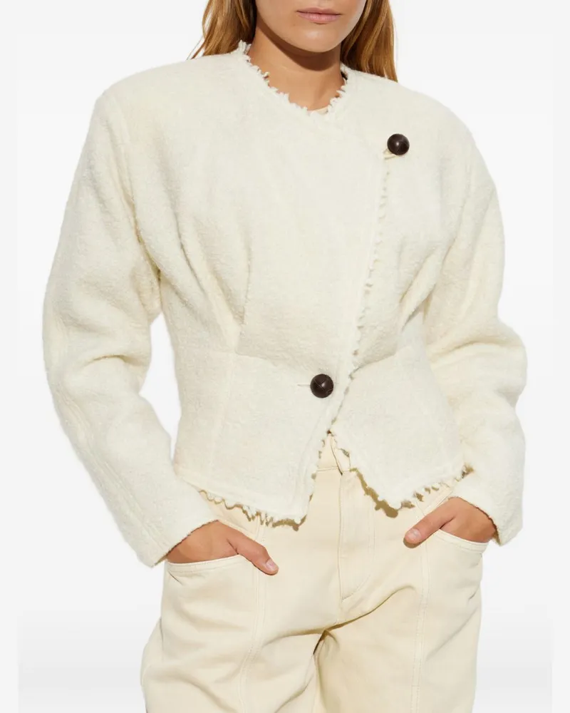 Isabel Marant Bouclé Wool Blend Jacket — Cream Cream