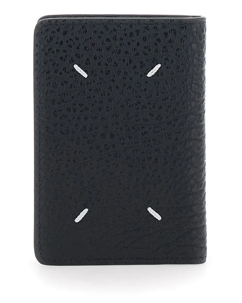 Maison Margiela Women's Wallet With Four Stitches, Black Leather Calf Black