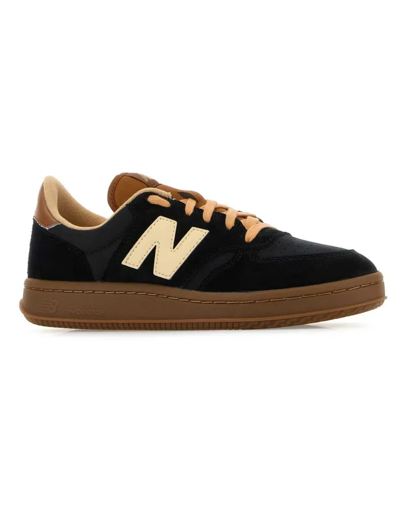 New Balance Men's Black Leather And Suede T500 Sneakers Black