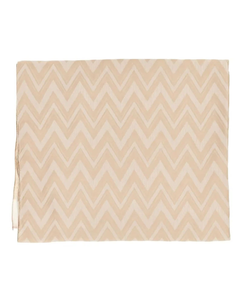 Emporio Armani Chevron-Pattern Scarf — Beige Beige