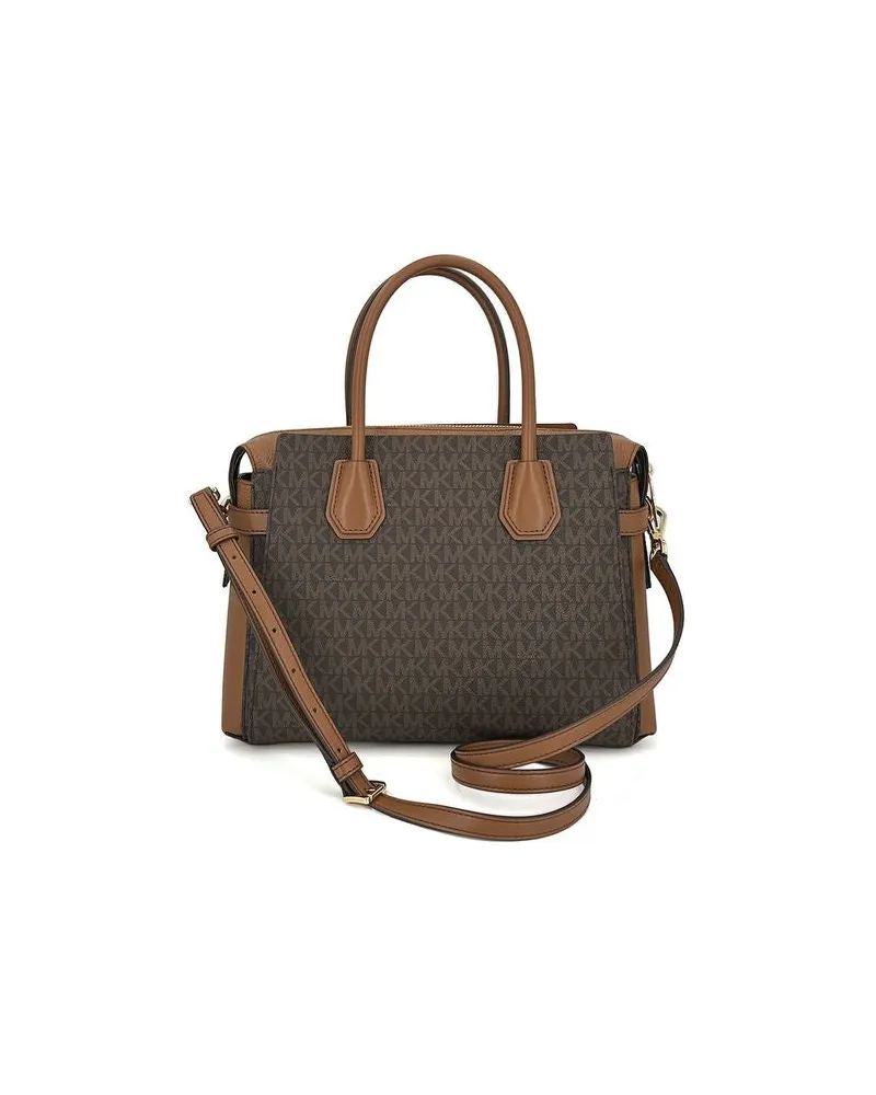 Michael Kors Women's Satchel Bag Brown Coated Canvas - Satchel-Bags Brown