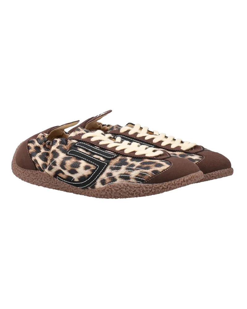Puraai Suede with Leopard Print Upper Sneakers — Brown Brown