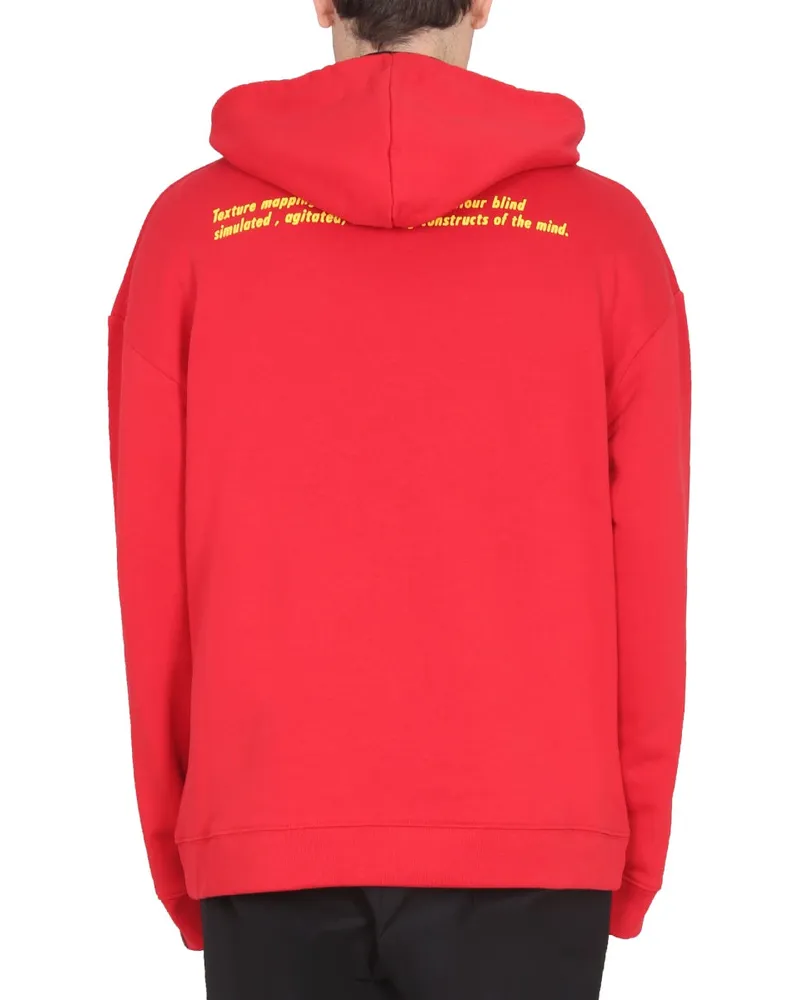 Raf Simons Hooded Cotton Sweatshirt — Red Red
