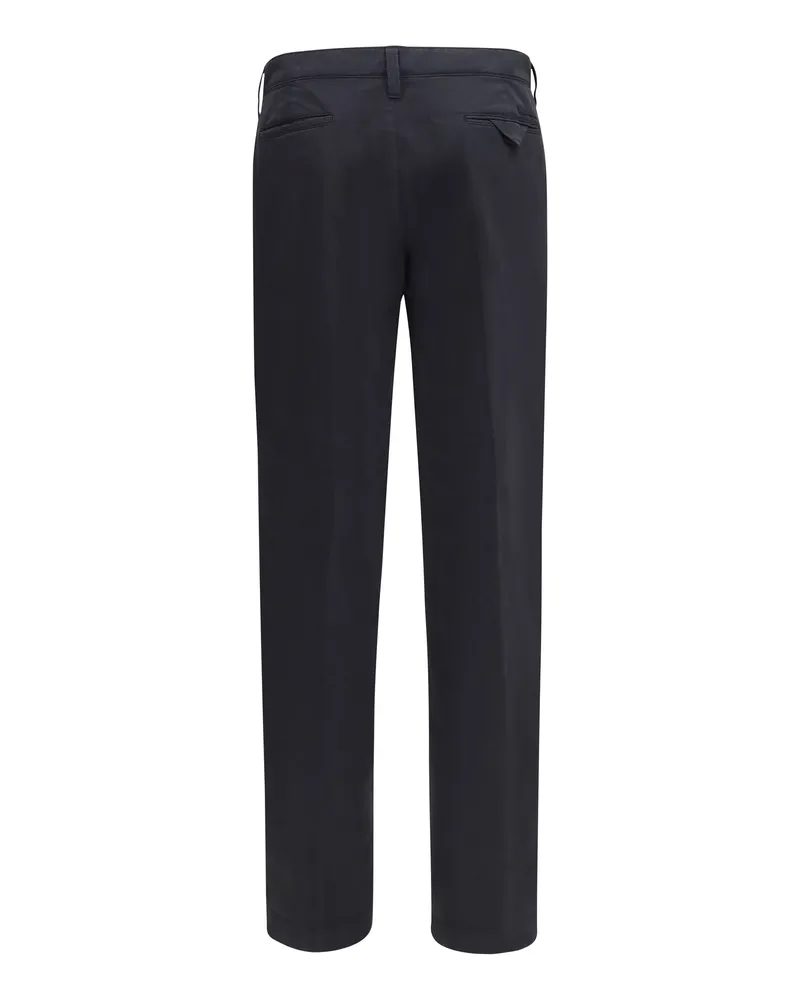 Prada Garment-Dyed Cotton Trousers — Blue Blue