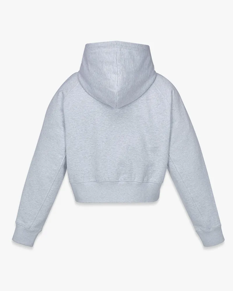 MCM Cropped Cotton French Terry Hoodie — Gray Gray