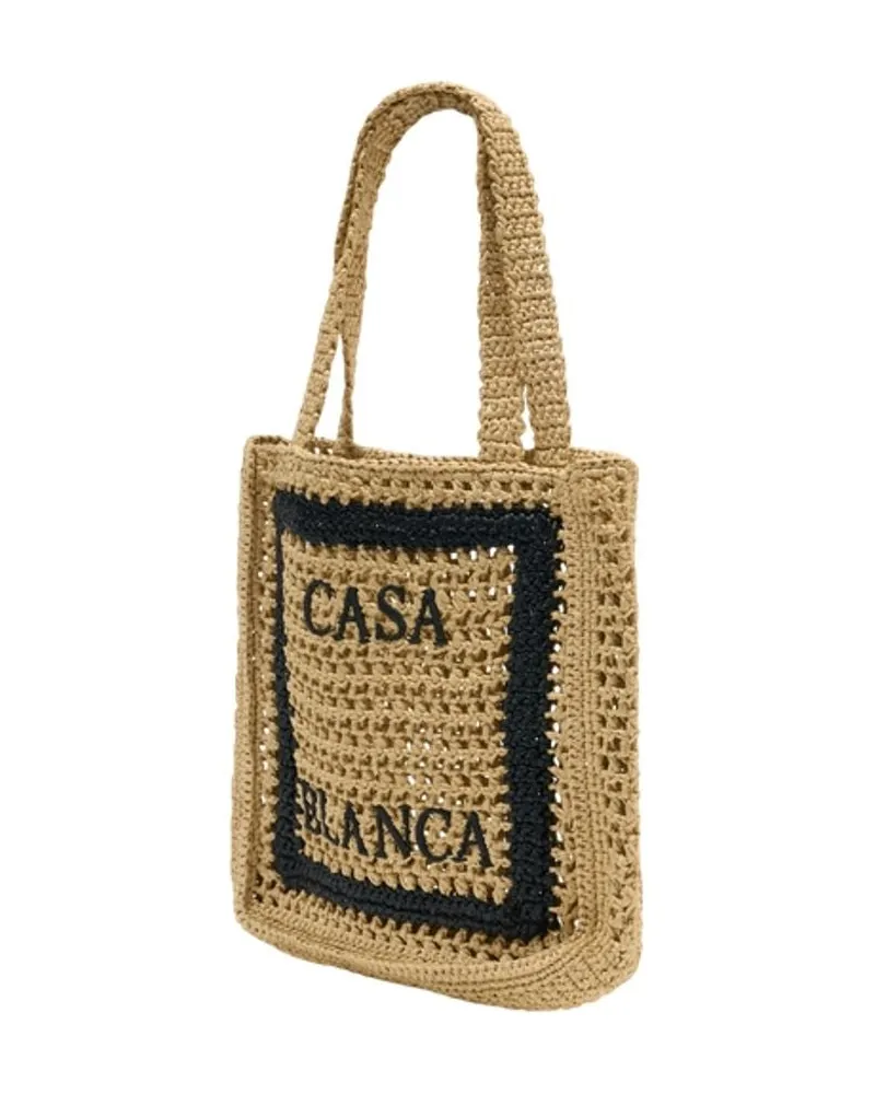 Casablanca Paris Unisex Tote Bag -  Raffia Beige Totes-Shopping-Bags Beige
