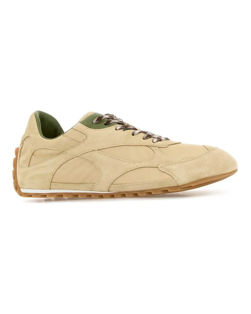 Bottega Veneta Men's Beige Suede And Fabric Orbit Sneakers Tufomatcha Beige