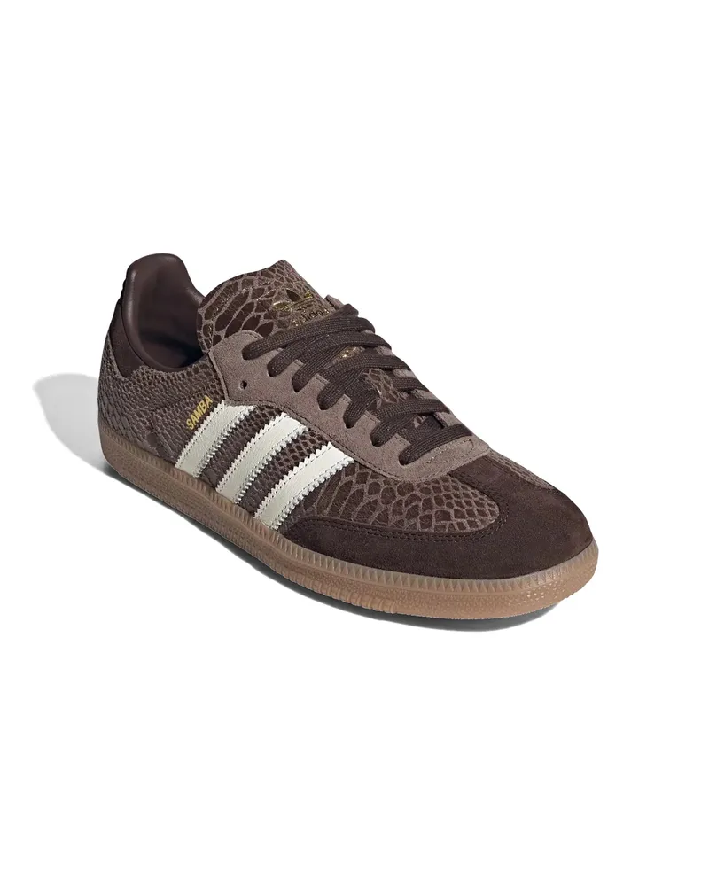 adidas Women's Sneakers Samba Og Snakeskin Earth Strata Strata-Off White-Gum Leather Trainers Strata/off White/gum Brown
