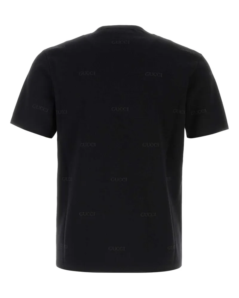 Gucci Men Logo-Embroidered Wool Blend T-Shirt Black Silk Black