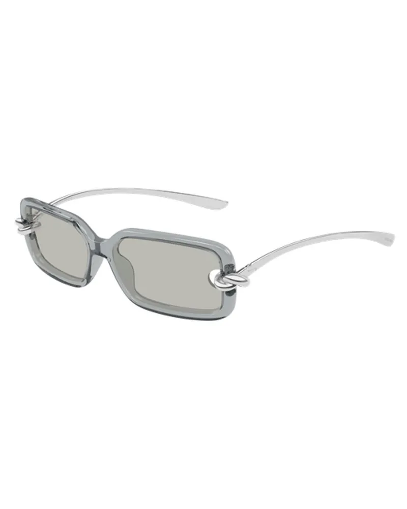 Bottega Veneta BV1439S Rectangle Frame Sunglasses — Gray Gray
