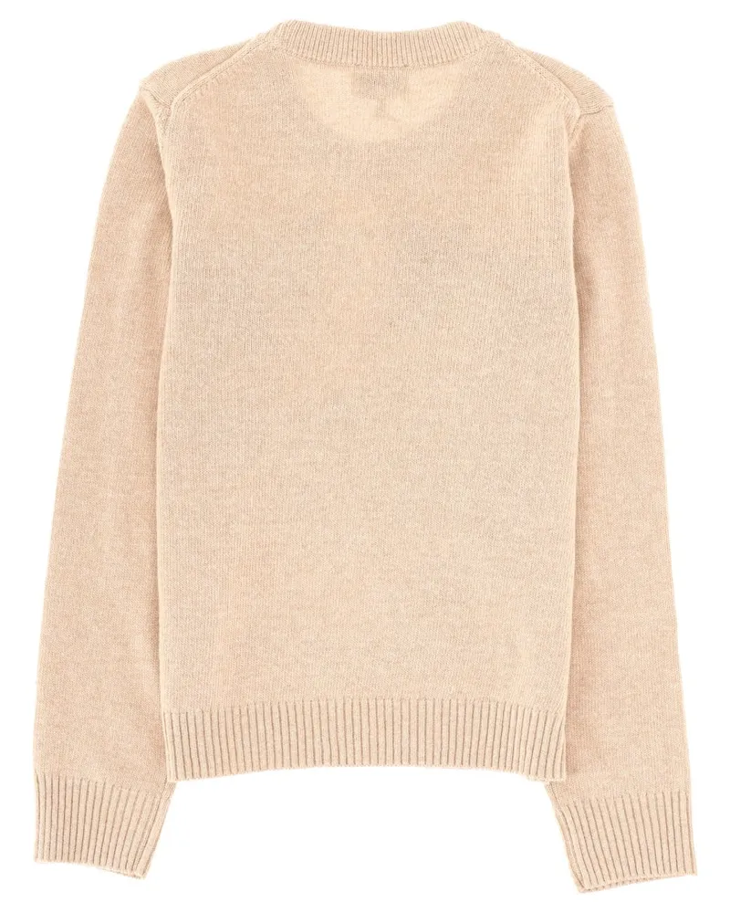 Ganni Wool Jersey Regular Fit Sweater — Beige Beige