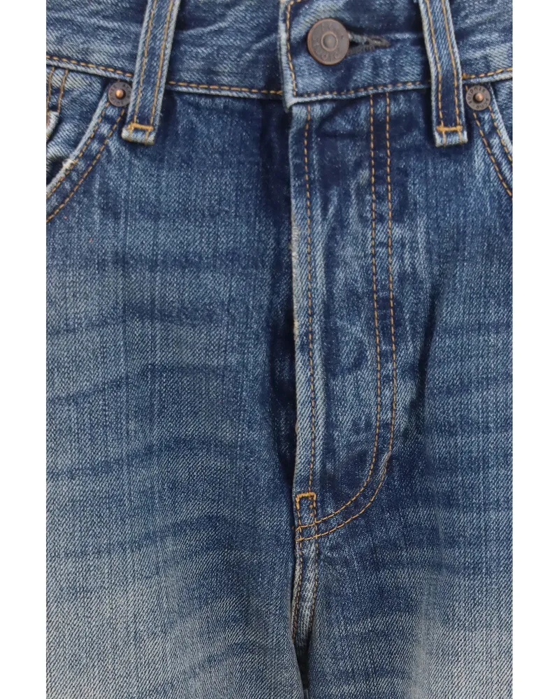 Acne Studios Wide-Leg Indigo Denim Jeans — Blue Blue
