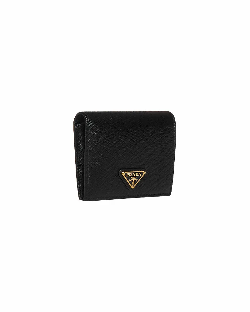 Prada Women's Small Wallet Saffiano Leather Black & Purses Black