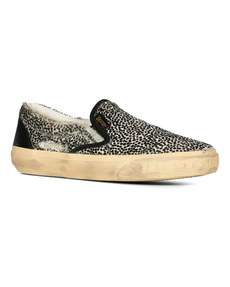 Golden Goose Leopard Print Calf Hair Sneaker — Black Black