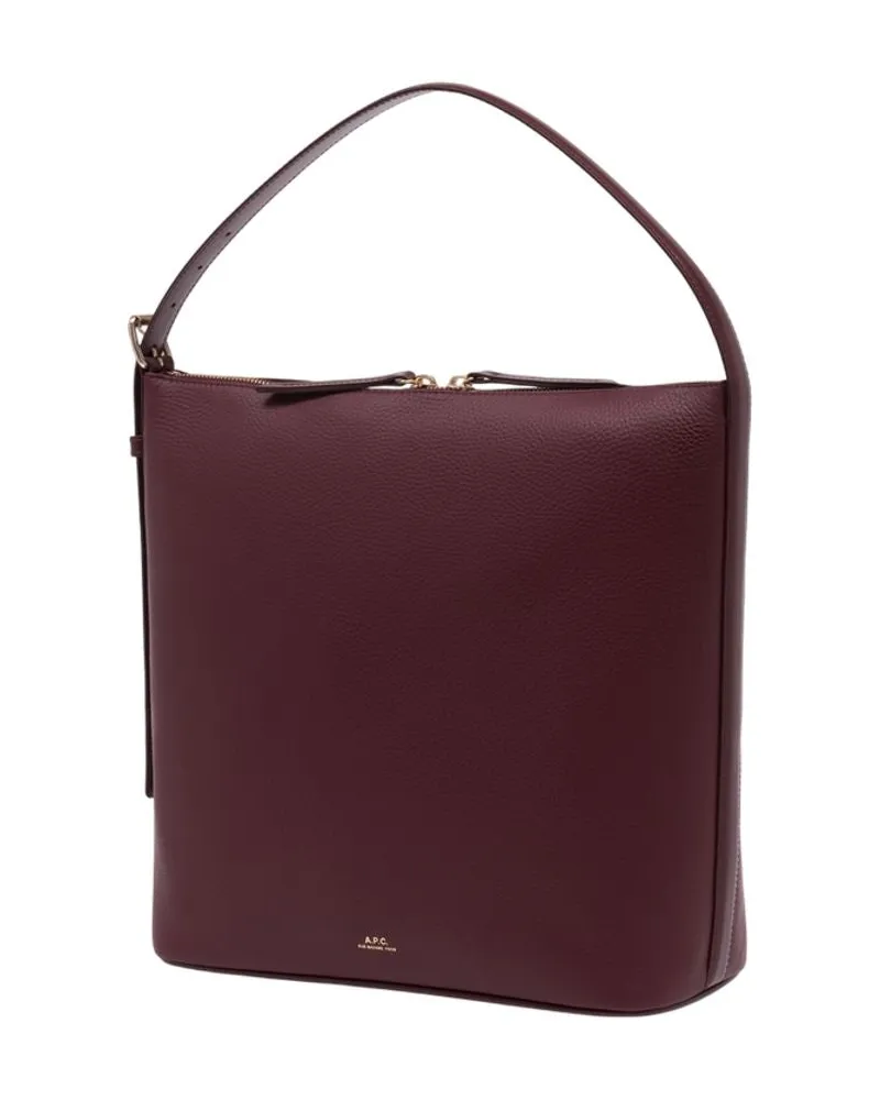 A.P.C. Women's Vera Shoulder Bag -  Leather Bordeau Burgundy Calfskin Shoulder-Hobo-Bags Burgundy