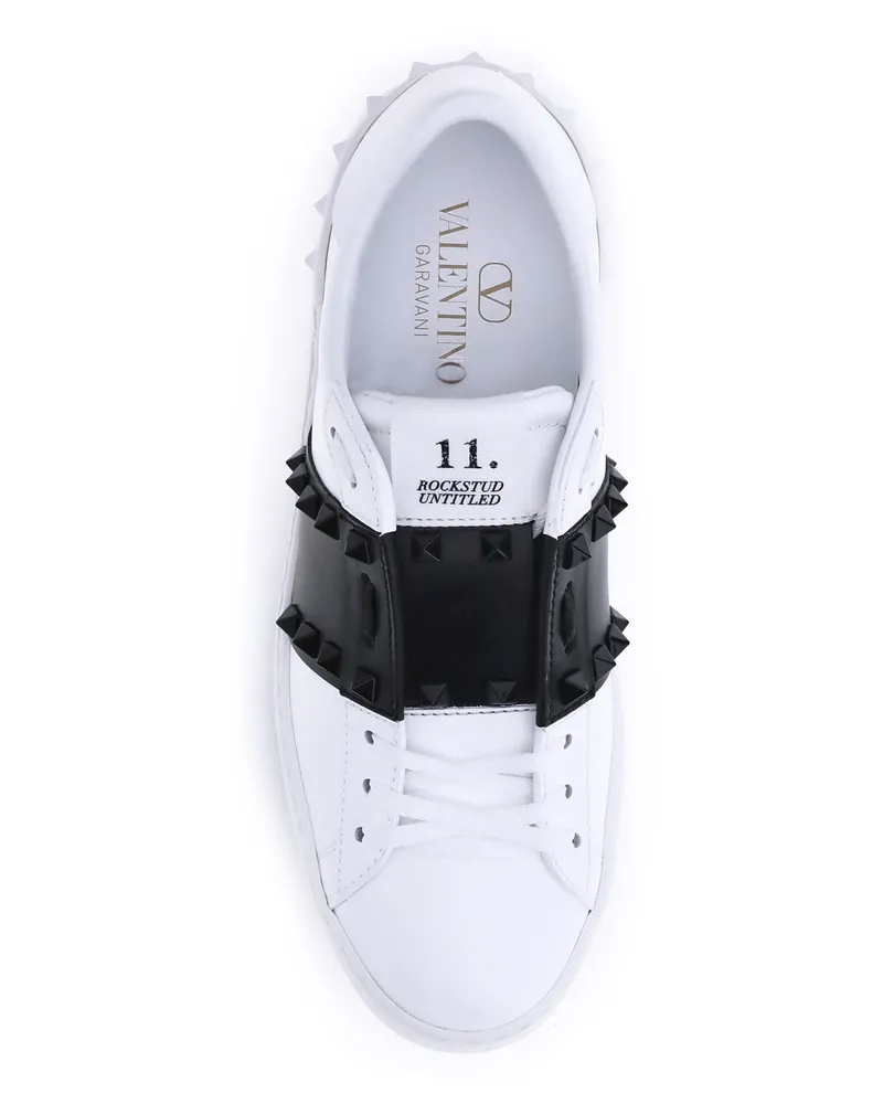 Valentino Garavani Stud-Embellished Calfskin Sneakers — White White