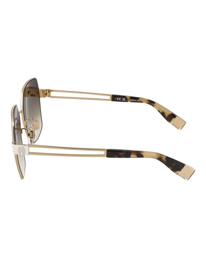 Furla Women's Sunglasses  Sfu716 0300 Oro Rose Lucido Totale 16-140 Metal Gold