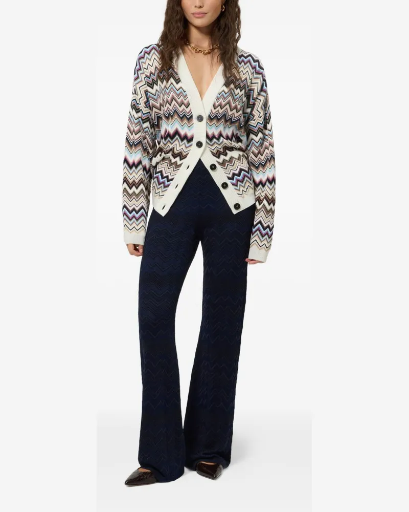 Missoni Tone-on-Tone Zigzag Trousers — Navy Navy