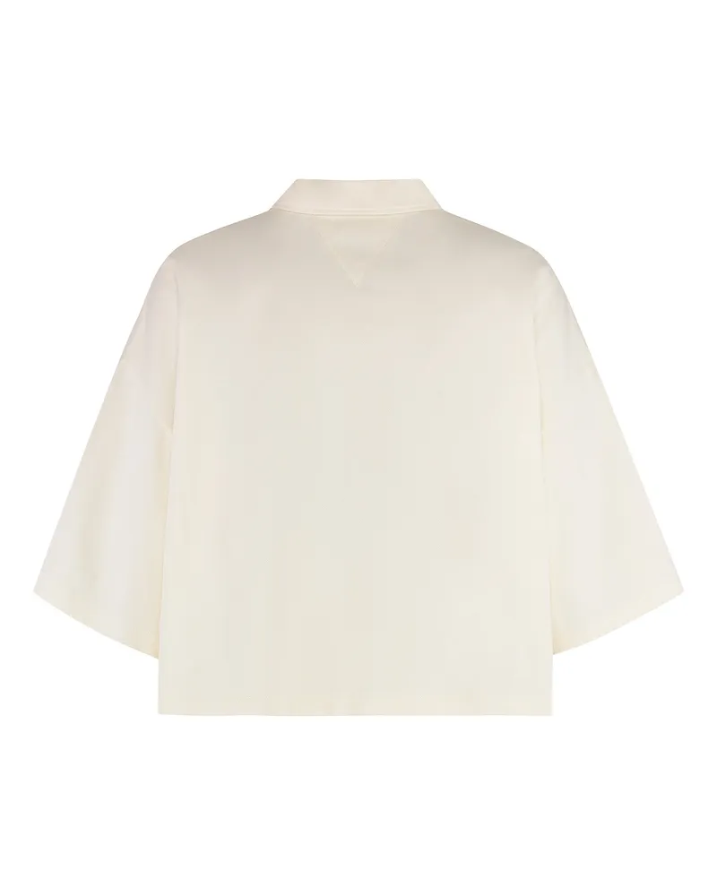 Bottega Veneta Women's Cropped Cotton Piqué Polo Cream Tops Cream