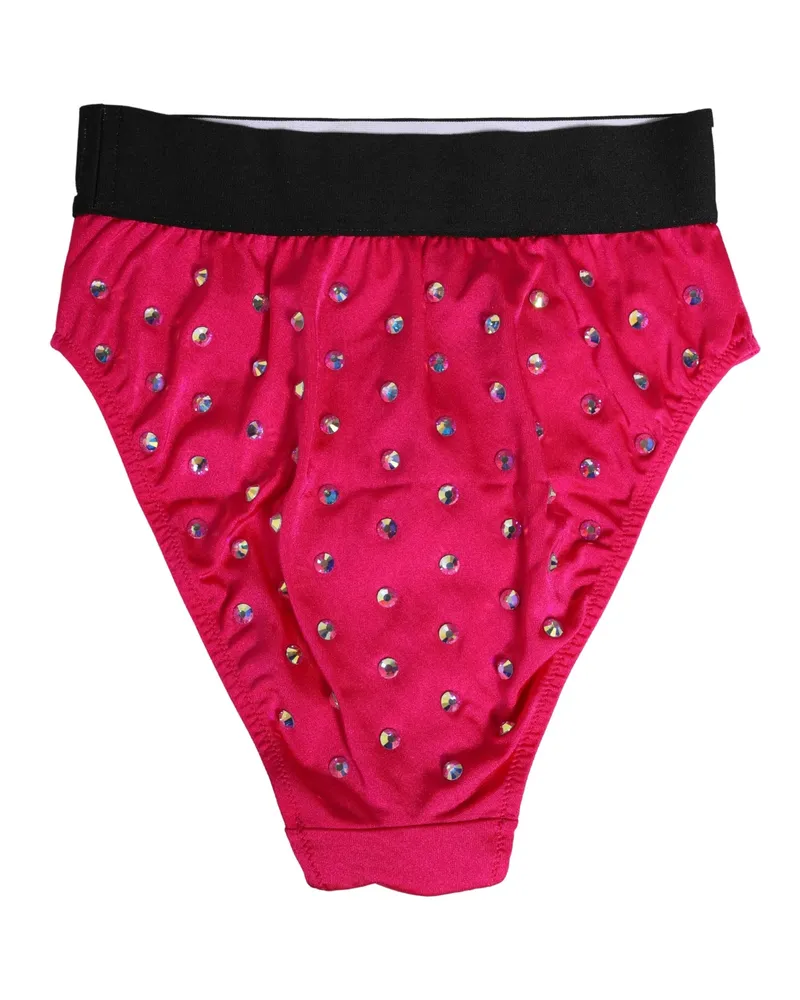 Dolce & Gabbana Women Pink Crystal High Waist Brief Panty Underwear Elastane Nylon Clothing Pink