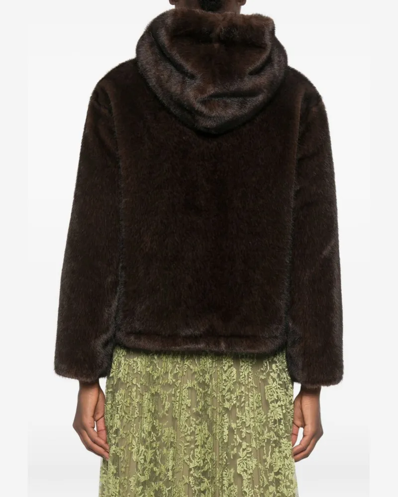 Ermanno Scervino Fur-Trimmed Hood Jacket — Brown Brown