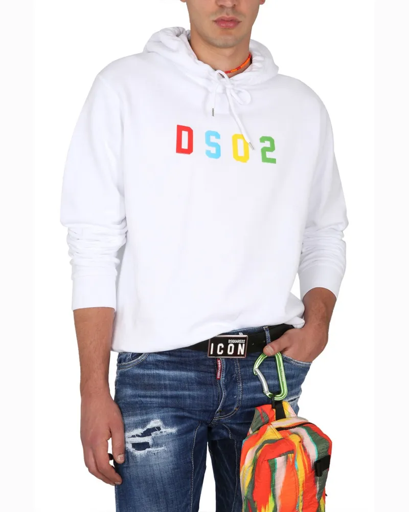 Dsquared2 Cotton Drawstring Hood Sweatshirt — White White