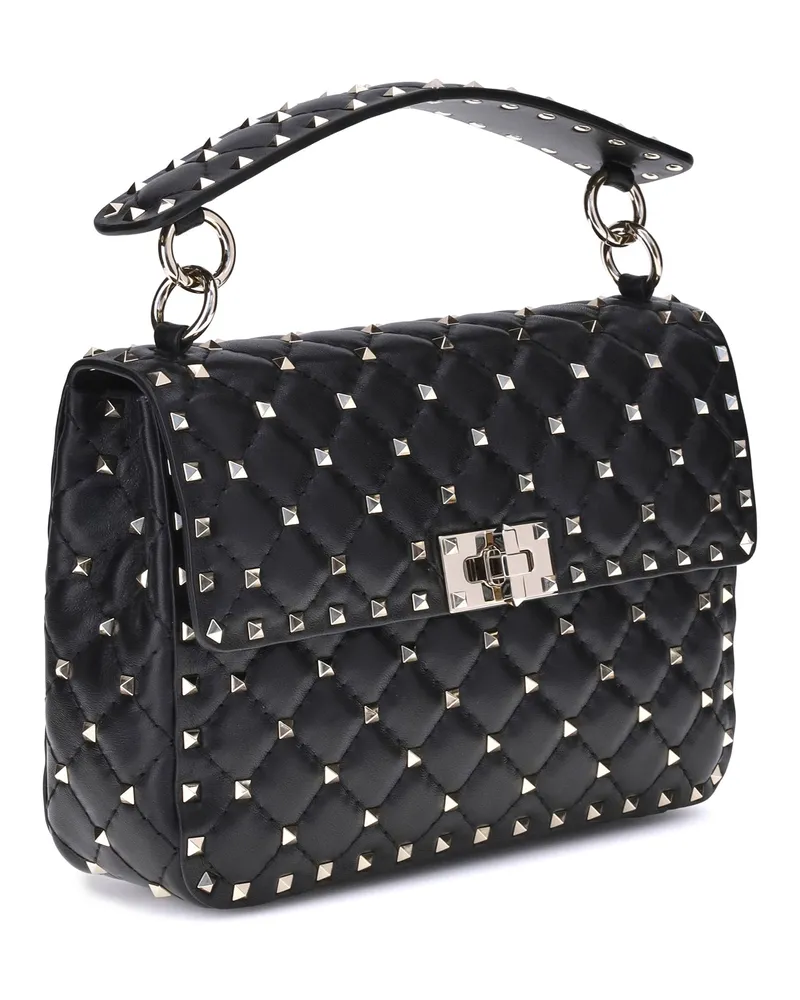 Valentino Garavani Rockstud Spike Top Handle Bag — Black Black