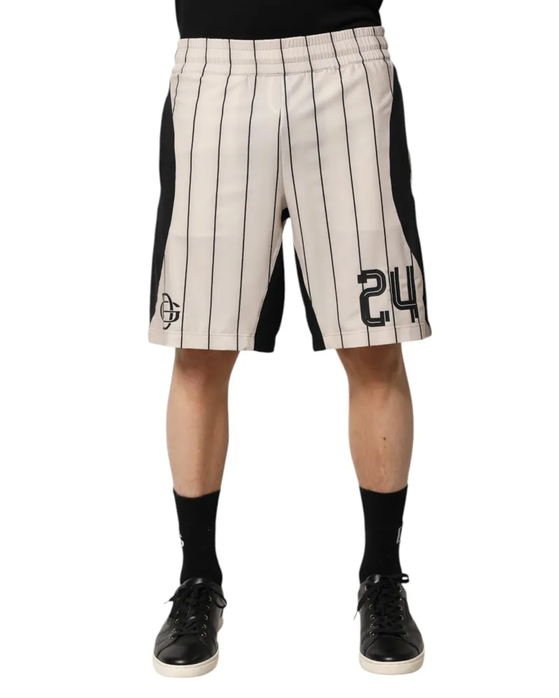Dolce & Gabbana Men's Off White Polyester Dg Logo Sweatshorts Shorts White