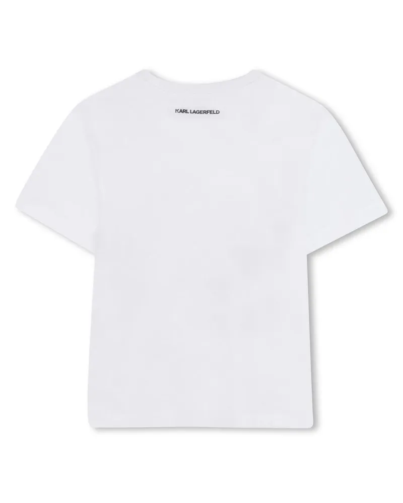 Karl Lagerfeld Logo-Embroidered Cotton T-Shirt — White White