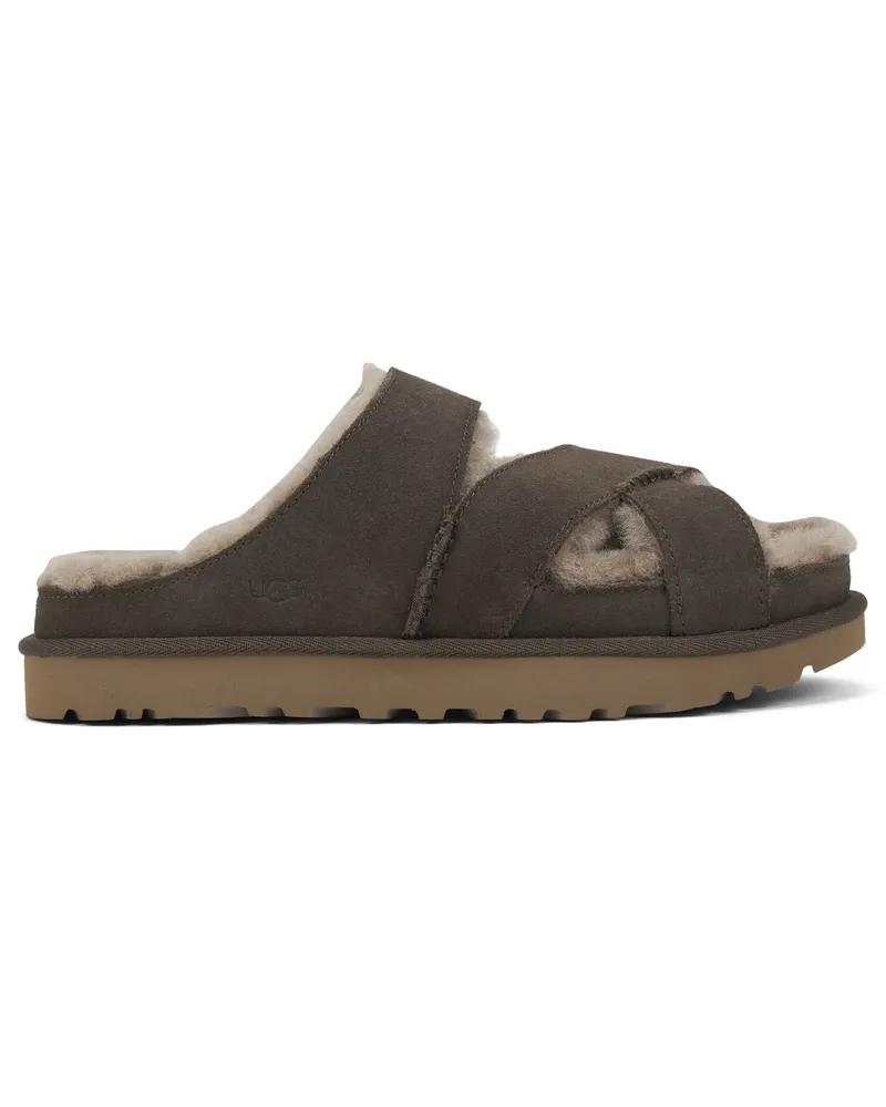UGG Women's Slip-On Shoes Dense Smoke Leather Sandal Gray