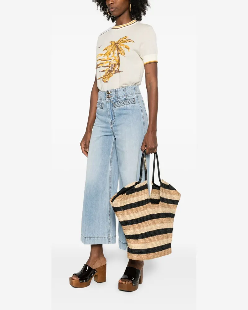 Zimmermann Striped Raffia Tote Bag — Beige Beige