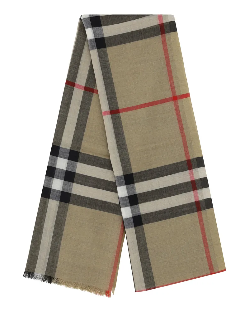 Burberry Archive Check Silk and Wool Scarf — Beige Beige