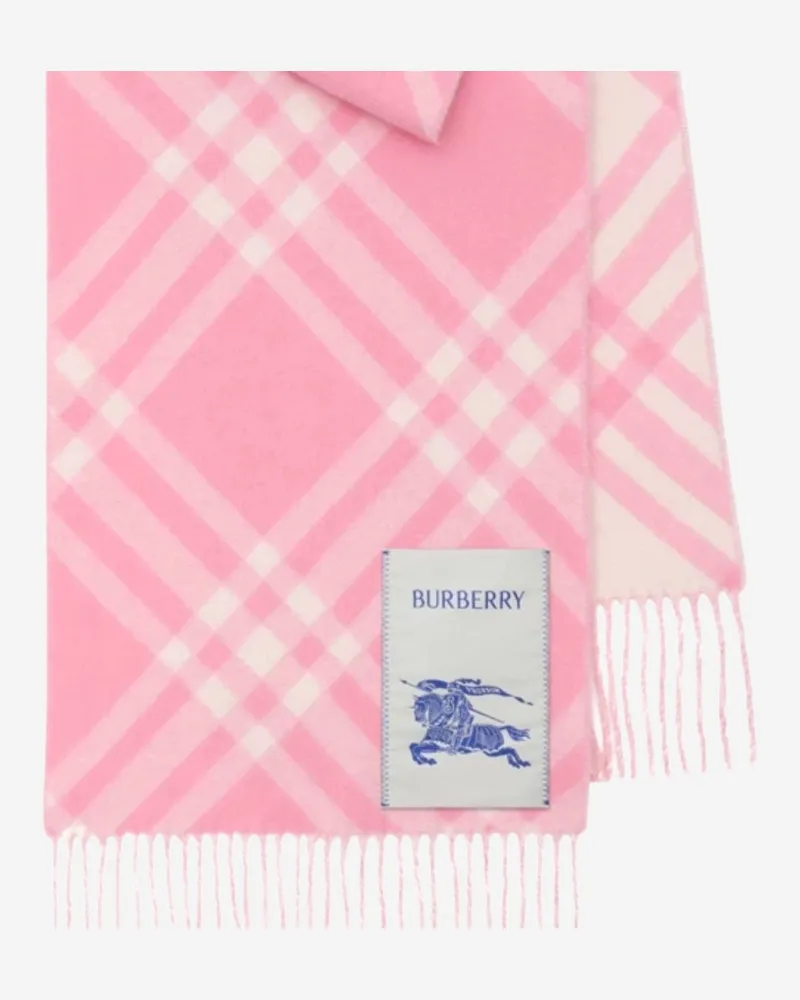 Burberry Cashmere Check Pattern Scarf — Pink Pink
