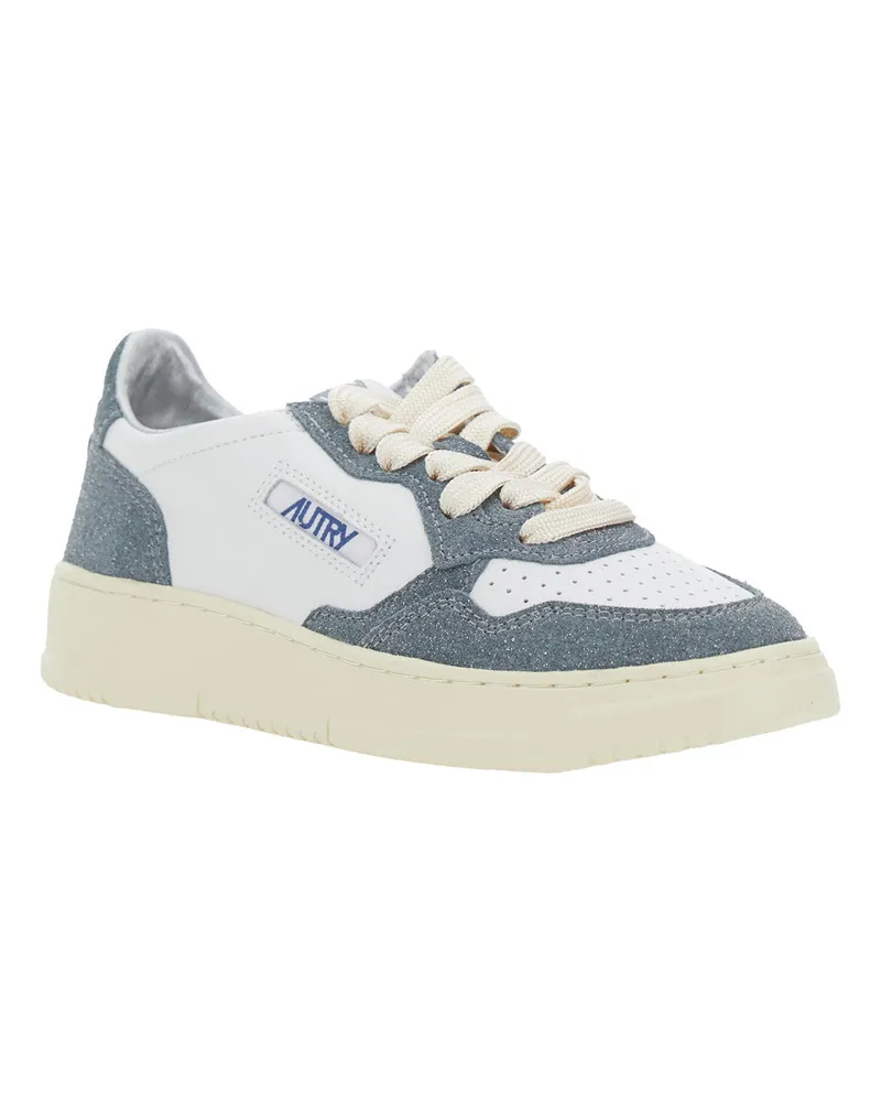 AUTRY Women's Blue Low Top Sneakers With Logo Detail Cow Leather Trainers Blue