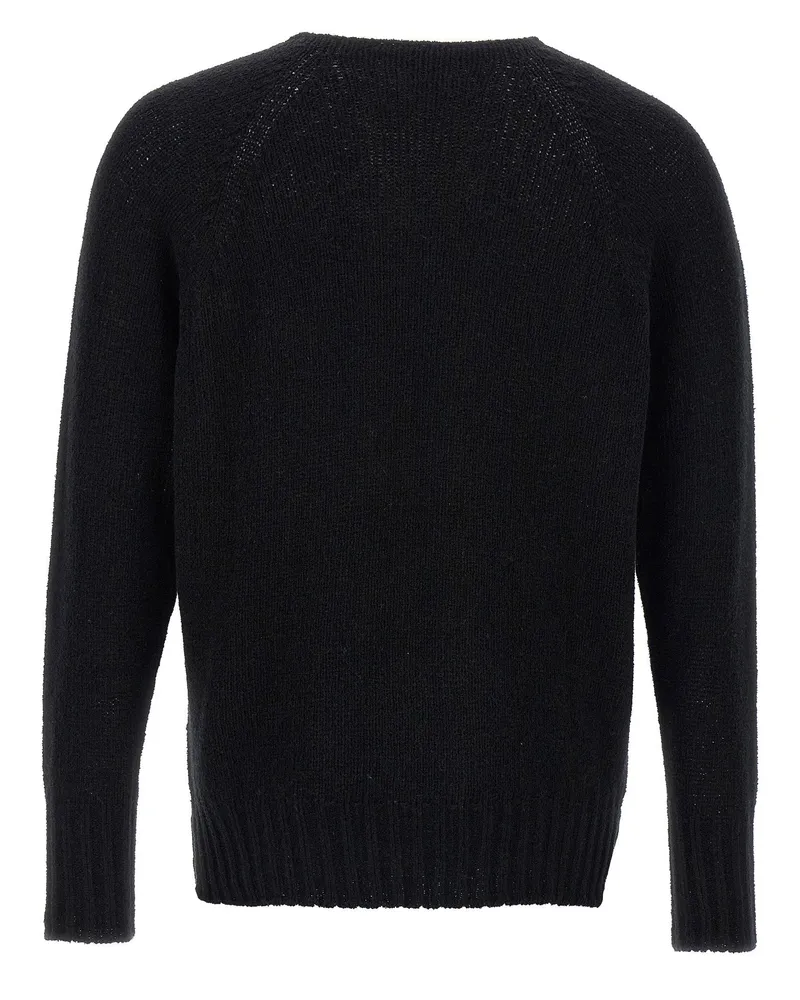 MA'RY'YA Bouclé Cotton Blend Sweater — Black Black